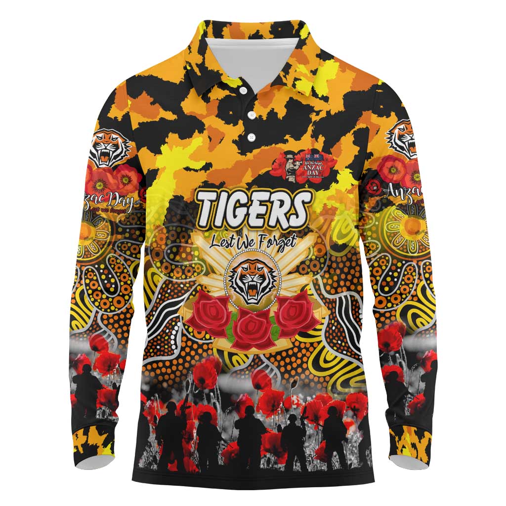 Personalized Tigers ANZAC Day Long Sleeve Polo Shirt Australian Army - Lest We Forget