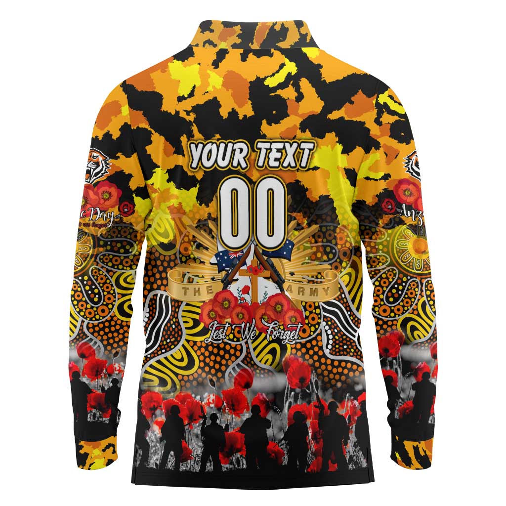 Personalized Tigers ANZAC Day Long Sleeve Polo Shirt Australian Army - Lest We Forget