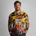 Personalized Tigers ANZAC Day Long Sleeve Polo Shirt Australian Army - Lest We Forget