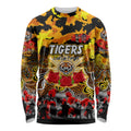 Personalized Tigers ANZAC Day Long Sleeve Shirt Australian Army - Lest We Forget