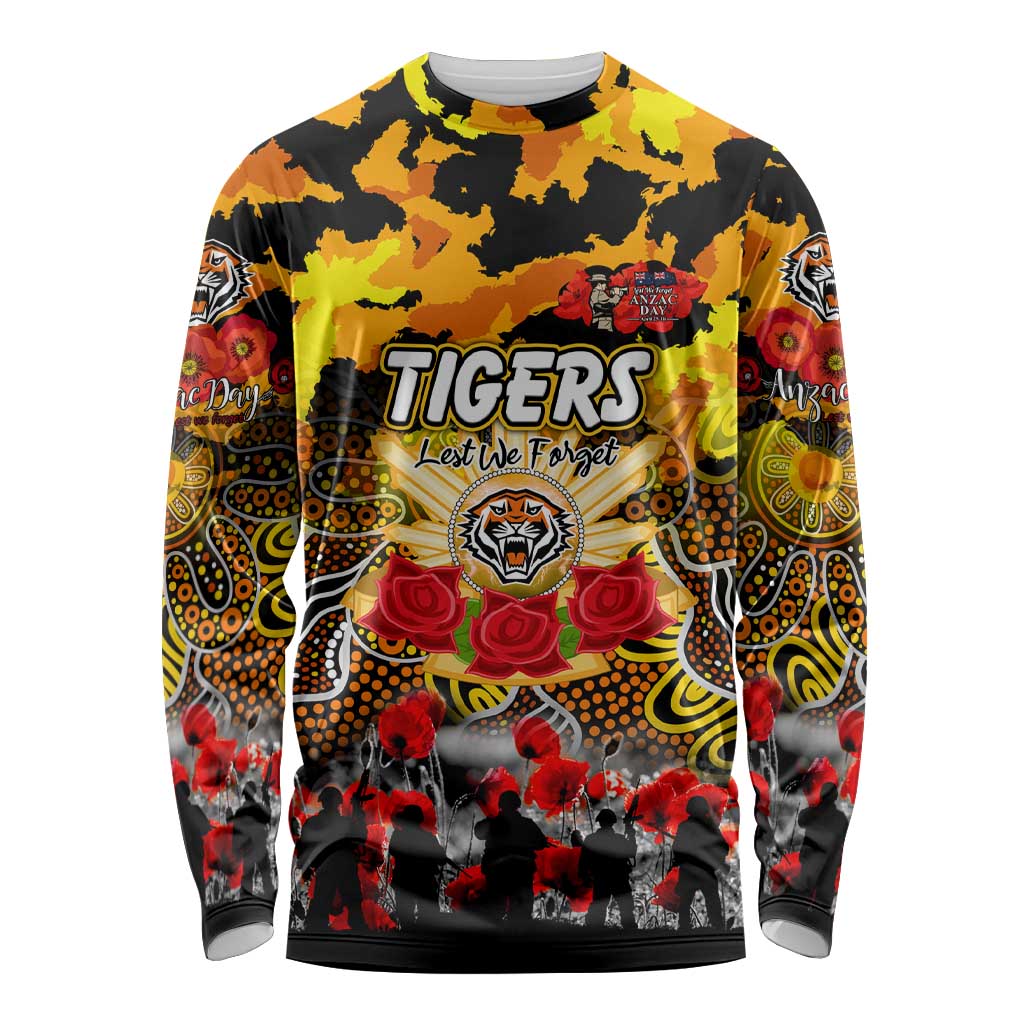 Personalized Tigers ANZAC Day Long Sleeve Shirt Australian Army - Lest We Forget