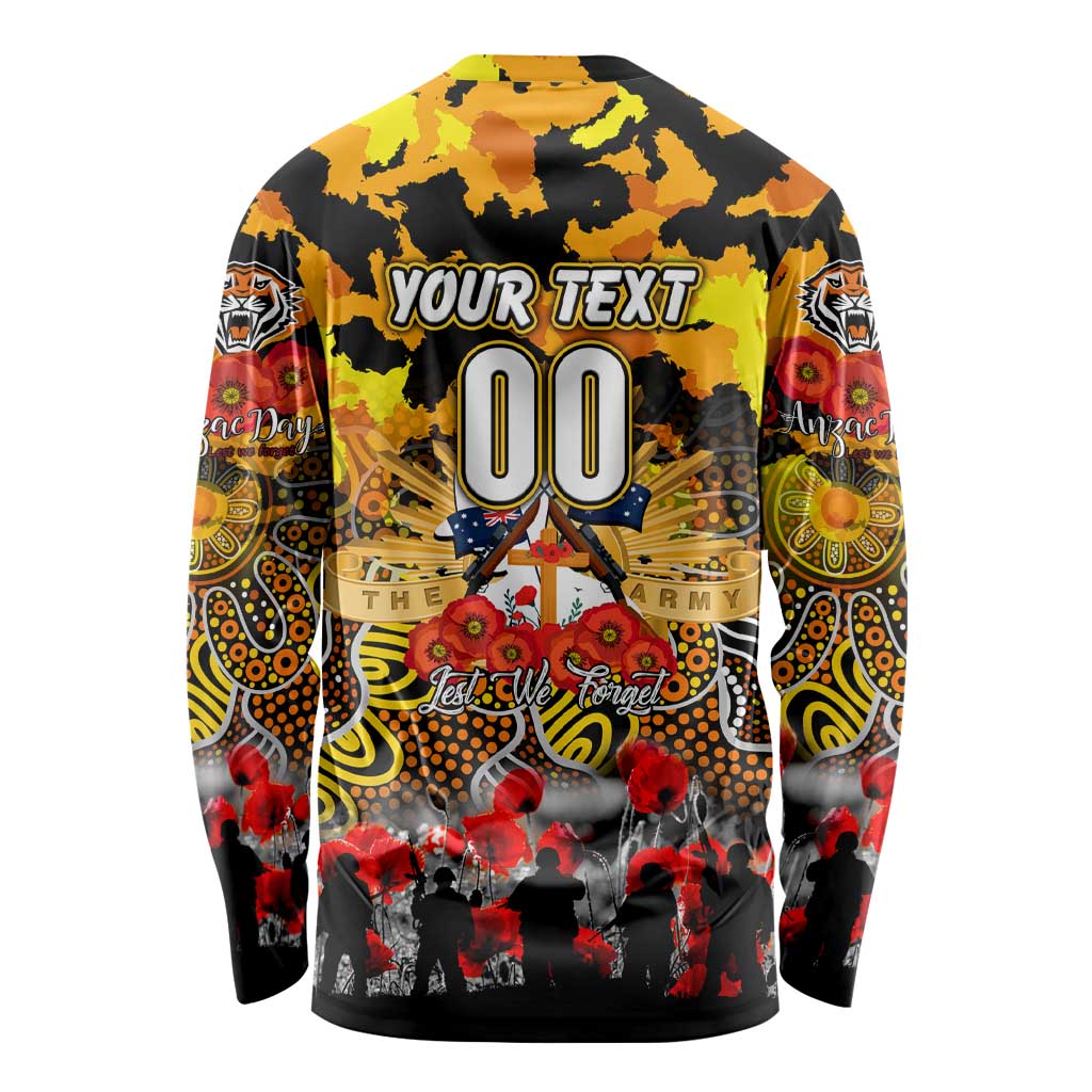 Personalized Tigers ANZAC Day Long Sleeve Shirt Australian Army - Lest We Forget
