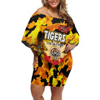 Personalized Tigers ANZAC Day Off Shoulder Short Dress Australian Army - Lest We Forget