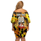 Personalized Tigers ANZAC Day Off Shoulder Short Dress Australian Army - Lest We Forget