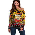 Personalized Tigers ANZAC Day Off Shoulder Sweater Australian Army - Lest We Forget