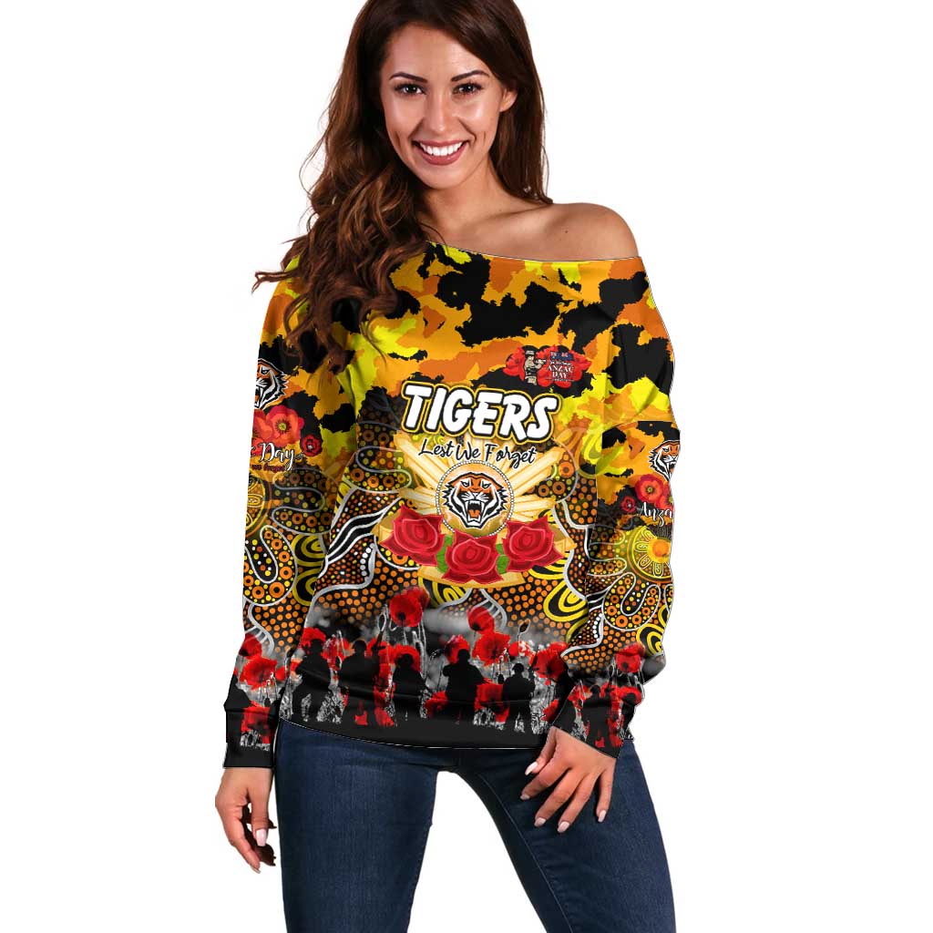 Personalized Tigers ANZAC Day Off Shoulder Sweater Australian Army - Lest We Forget