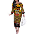 Personalized Tigers ANZAC Day Off The Shoulder Long Sleeve Dress Australian Army - Lest We Forget