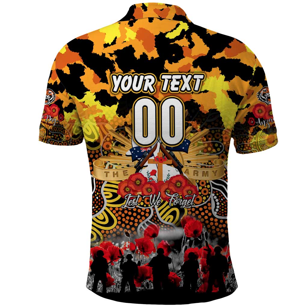 Personalized Tigers ANZAC Day Polo Shirt Australian Army - Lest We Forget