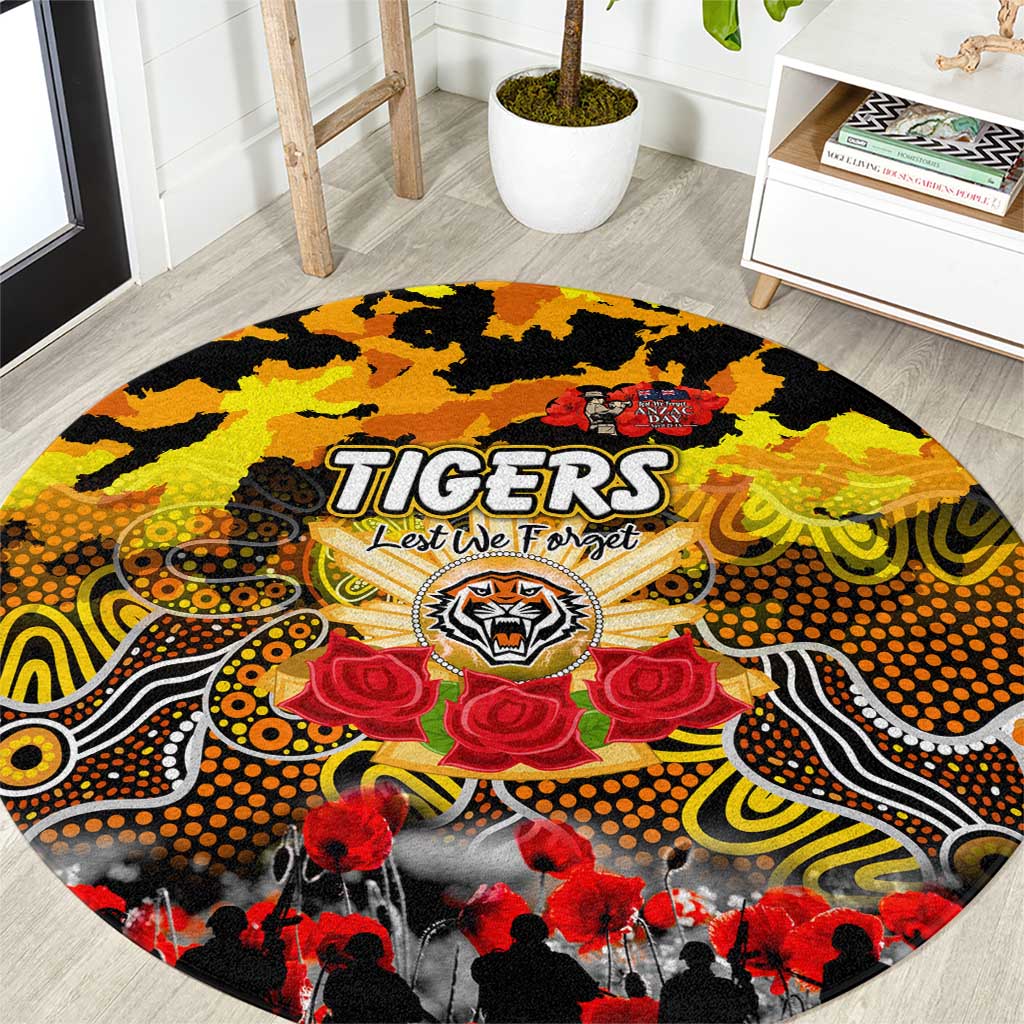 Tigers ANZAC Day Round Carpet Australian Army - Lest We Forget