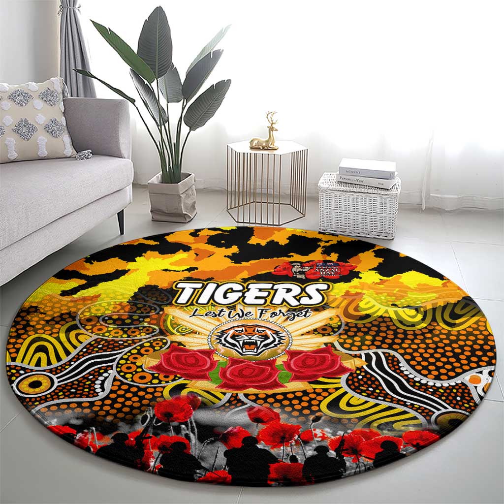 Tigers ANZAC Day Round Carpet Australian Army - Lest We Forget