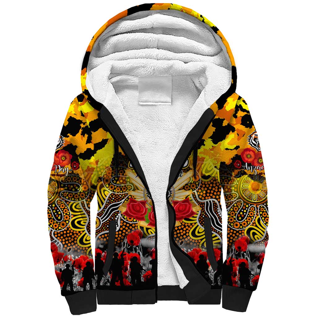 Personalized Tigers ANZAC Day Sherpa Hoodie Australian Army - Lest We Forget