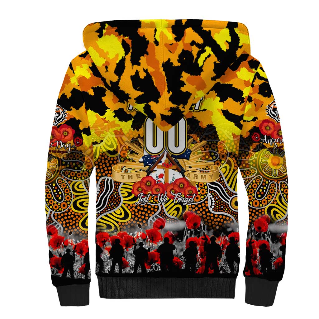 Personalized Tigers ANZAC Day Sherpa Hoodie Australian Army - Lest We Forget