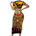 Personalized Tigers ANZAC Day Short Sleeve Bodycon Dress Australian Army - Lest We Forget