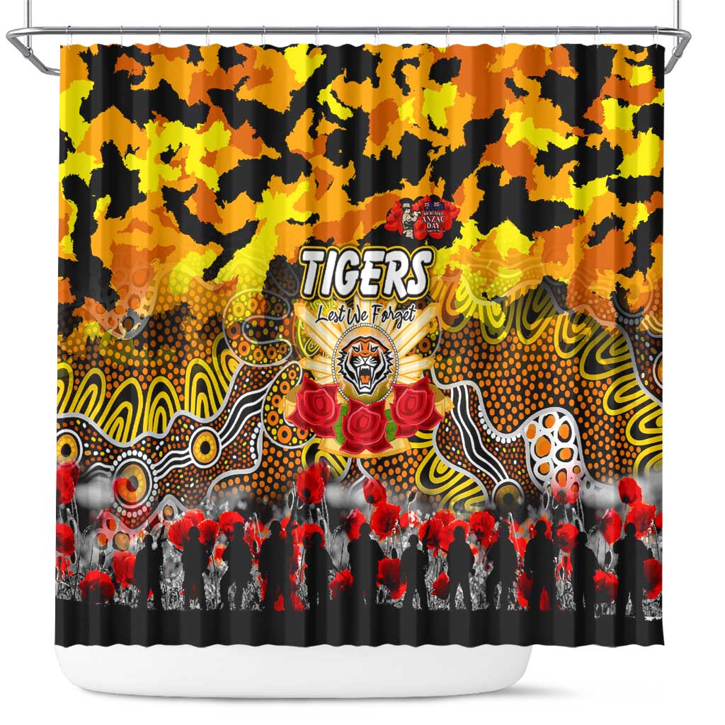 Tigers ANZAC Day Shower Curtain Australian Army - Lest We Forget