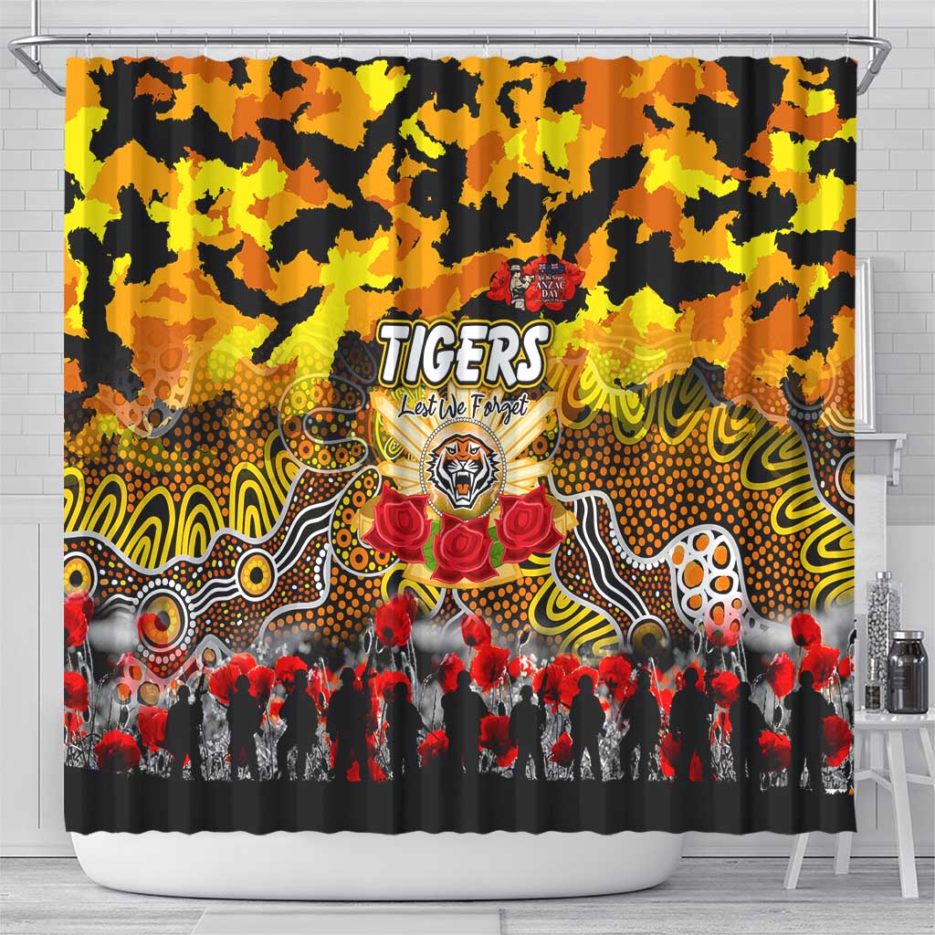 Tigers ANZAC Day Shower Curtain Australian Army - Lest We Forget
