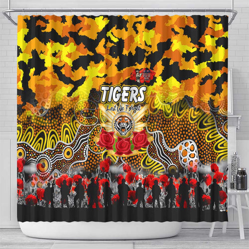 Tigers ANZAC Day Shower Curtain Australian Army - Lest We Forget