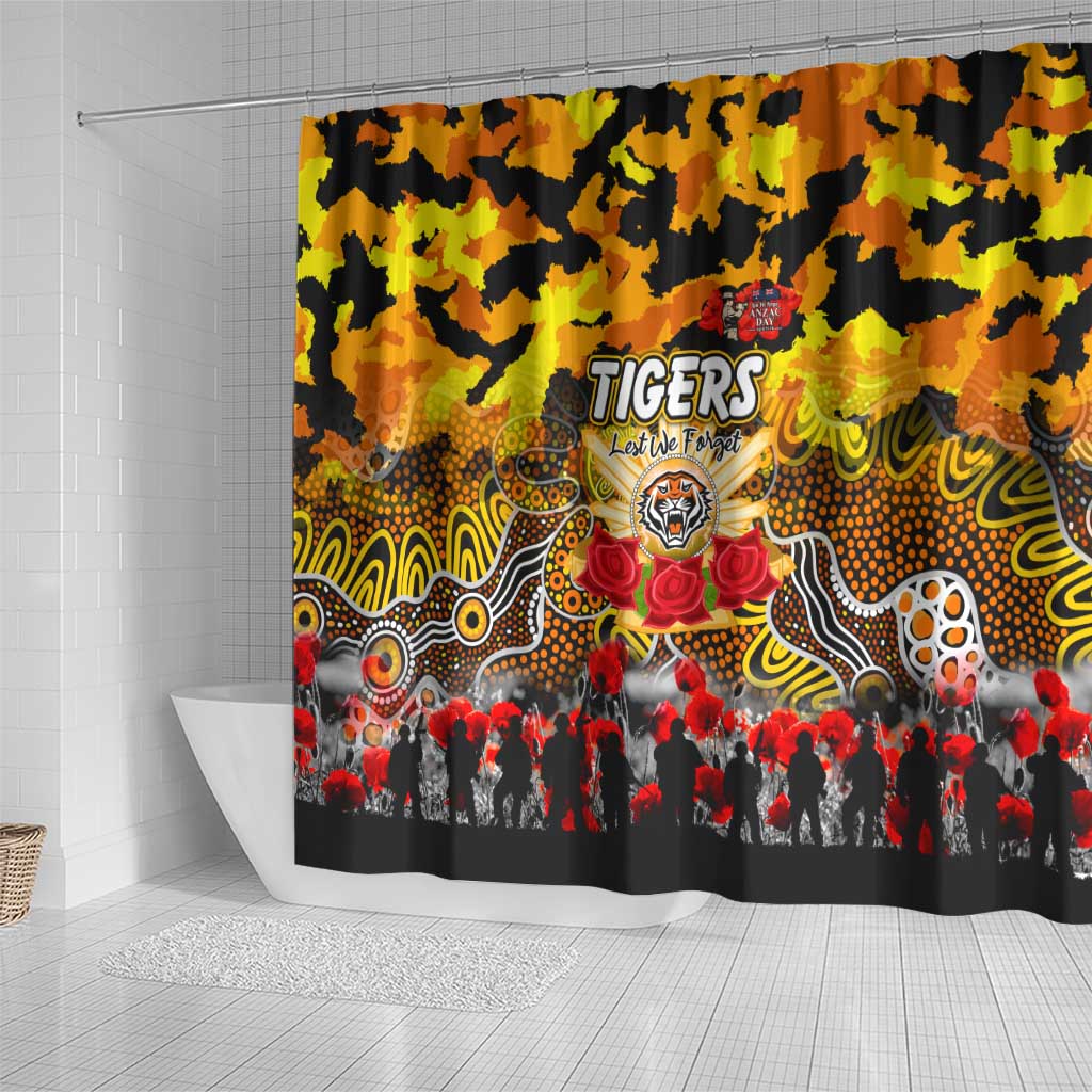 Tigers ANZAC Day Shower Curtain Australian Army - Lest We Forget