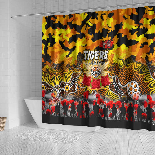 Tigers ANZAC Day Shower Curtain Australian Army - Lest We Forget