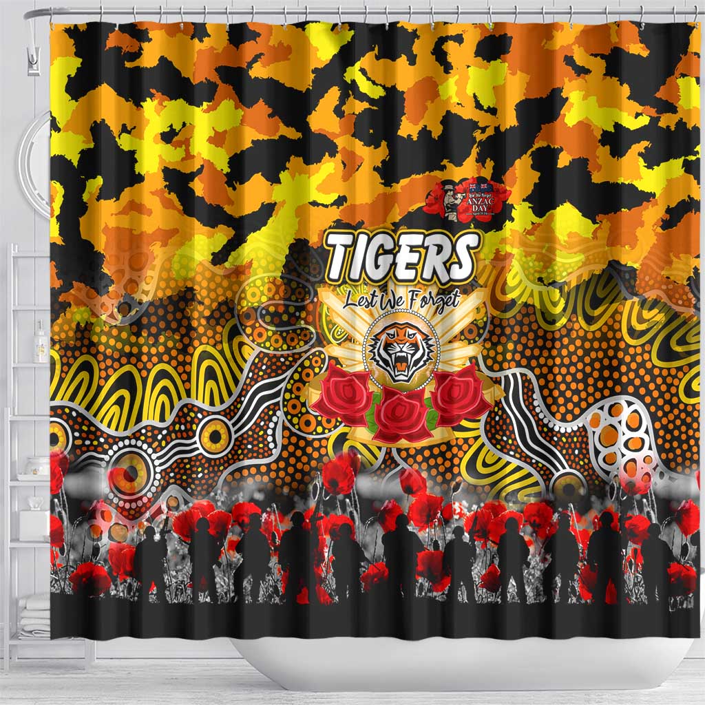 Tigers ANZAC Day Shower Curtain Australian Army - Lest We Forget