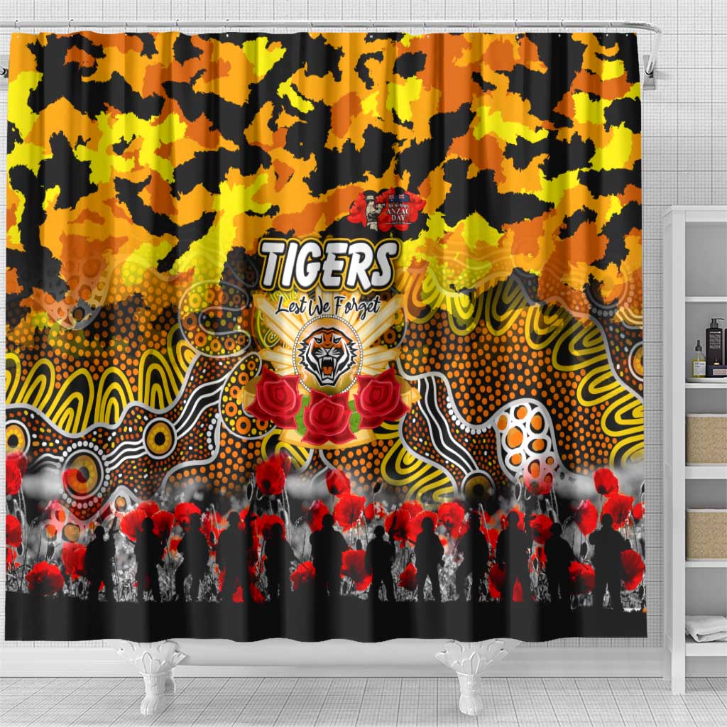 Tigers ANZAC Day Shower Curtain Australian Army - Lest We Forget