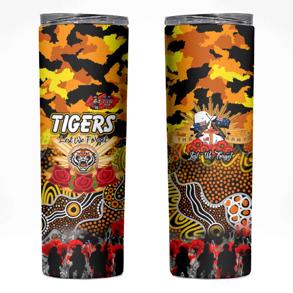 Personalized Tigers ANZAC Day Skinny Tumbler Australian Army - Lest We Forget