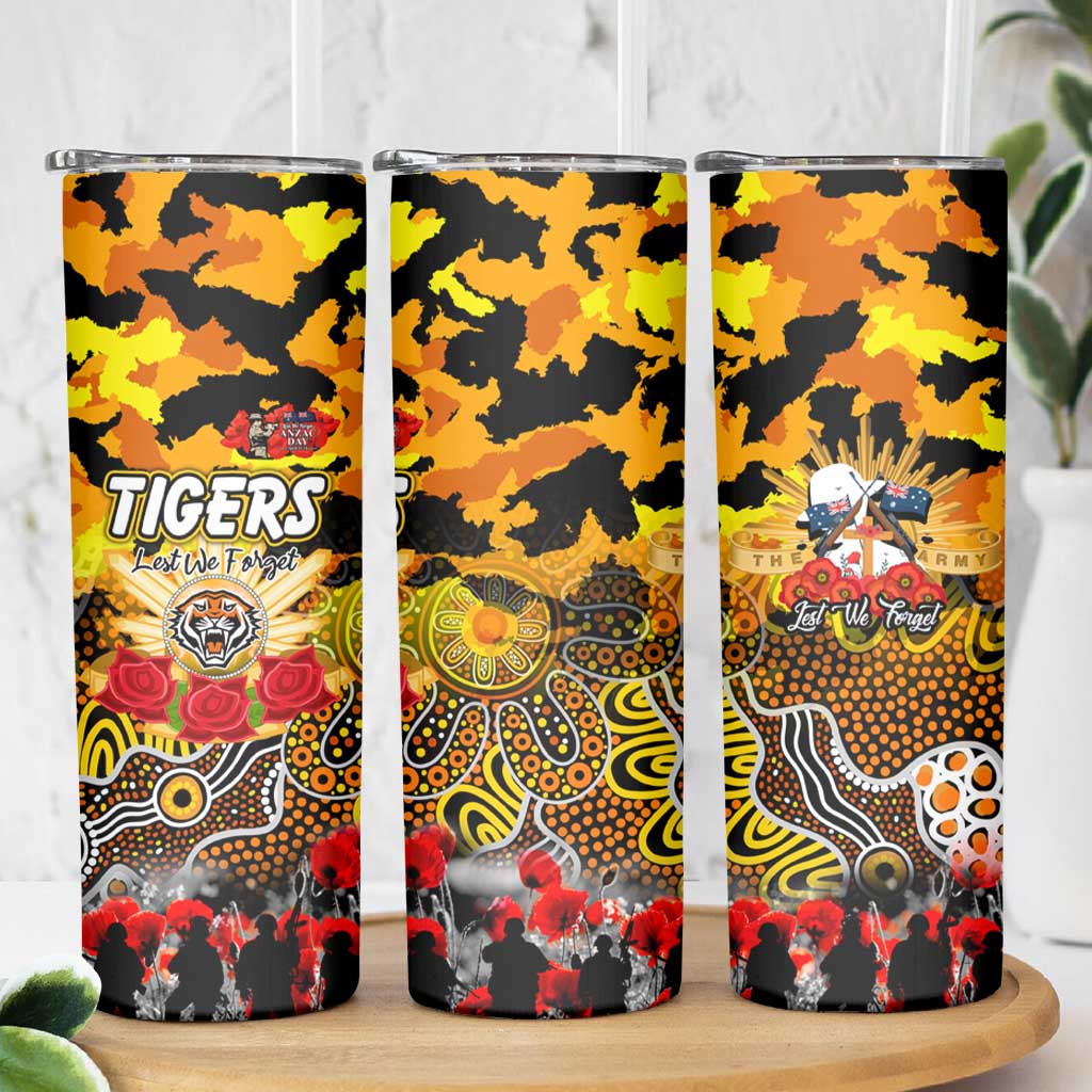 Personalized Tigers ANZAC Day Skinny Tumbler Australian Army - Lest We Forget