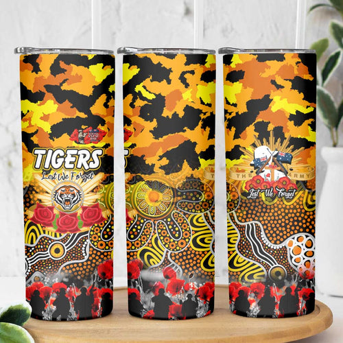 Personalized Tigers ANZAC Day Skinny Tumbler Australian Army - Lest We Forget