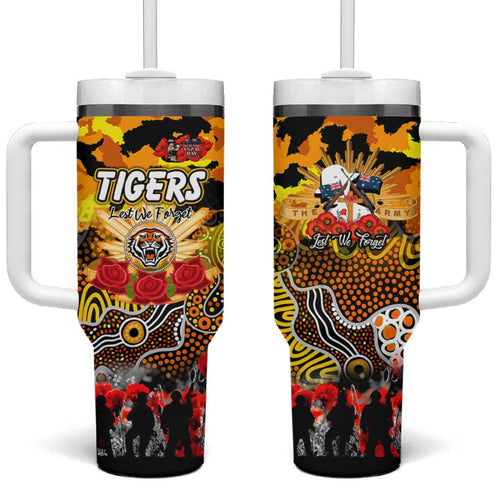 Personalized Tigers ANZAC Day Tumbler With Handle Australian Army - Lest We Forget