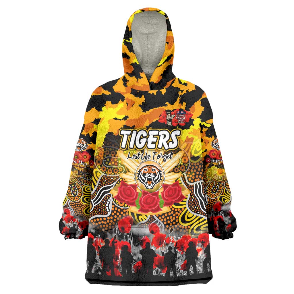 Personalized Tigers ANZAC Day Wearable Blanket Hoodie Australian Army - Lest We Forget