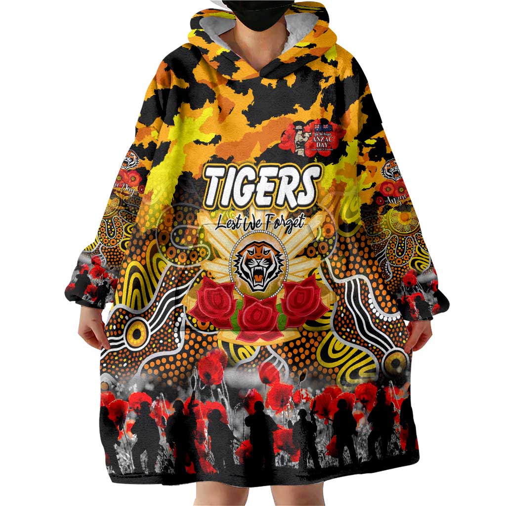 Personalized Tigers ANZAC Day Wearable Blanket Hoodie Australian Army - Lest We Forget