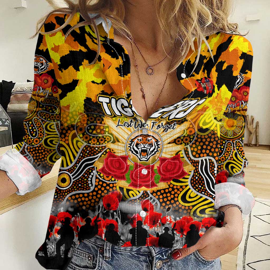Personalized Tigers ANZAC Day Women Casual Shirt Australian Army - Lest We Forget