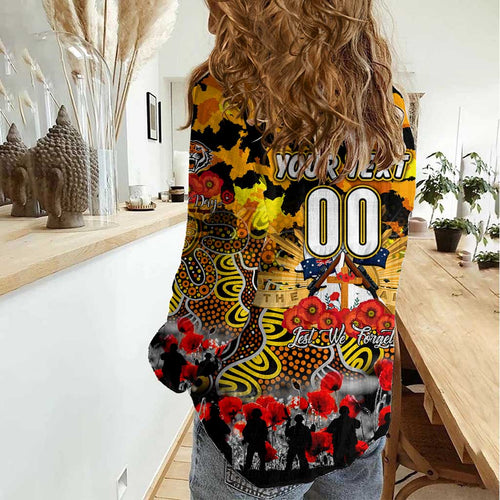 Personalized Tigers ANZAC Day Women Casual Shirt Australian Army - Lest We Forget