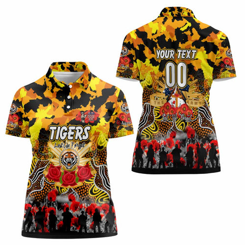 Personalized Tigers ANZAC Day Women Polo Shirt Australian Army - Lest We Forget