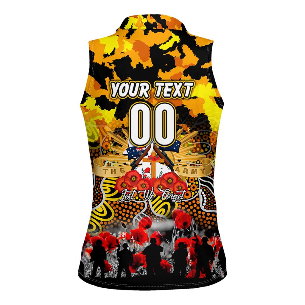 Personalized Tigers ANZAC Day Women Sleeveless Polo Shirt Australian Army - Lest We Forget