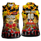 Personalized Tigers ANZAC Day Women Sleeveless Polo Shirt Australian Army - Lest We Forget