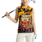 Personalized Tigers ANZAC Day Women Sleeveless Polo Shirt Australian Army - Lest We Forget