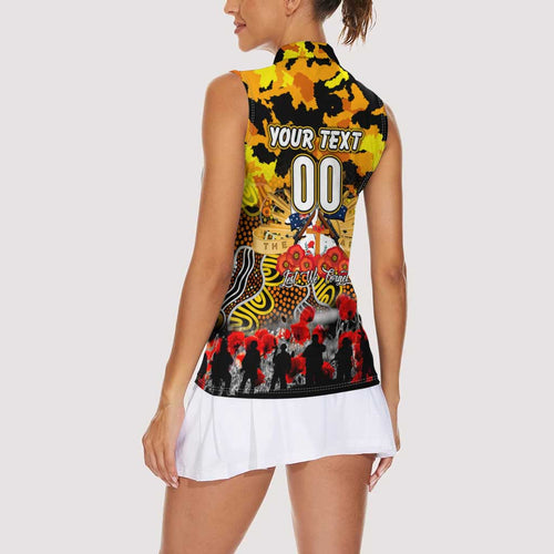 Personalized Tigers ANZAC Day Women Sleeveless Polo Shirt Australian Army - Lest We Forget