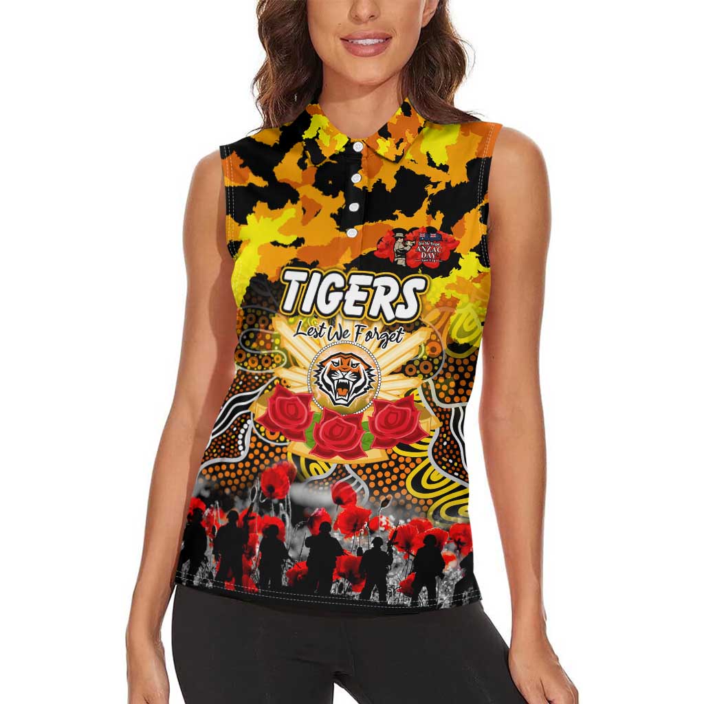 Personalized Tigers ANZAC Day Women Sleeveless Polo Shirt Australian Army - Lest We Forget
