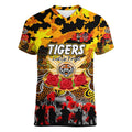 Personalized Tigers ANZAC Day Women V-Neck T-Shirt Australian Army - Lest We Forget