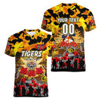 Personalized Tigers ANZAC Day Women V-Neck T-Shirt Australian Army - Lest We Forget