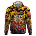 Personalized Tigers ANZAC Day Zip Hoodie Australian Army - Lest We Forget