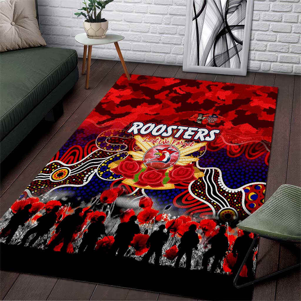 Roosters ANZAC Day Area Rug Australian Army - Lest We Forget