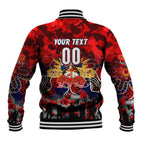 Personalized Roosters ANZAC Day Baseball Jacket Australian Army - Lest We Forget