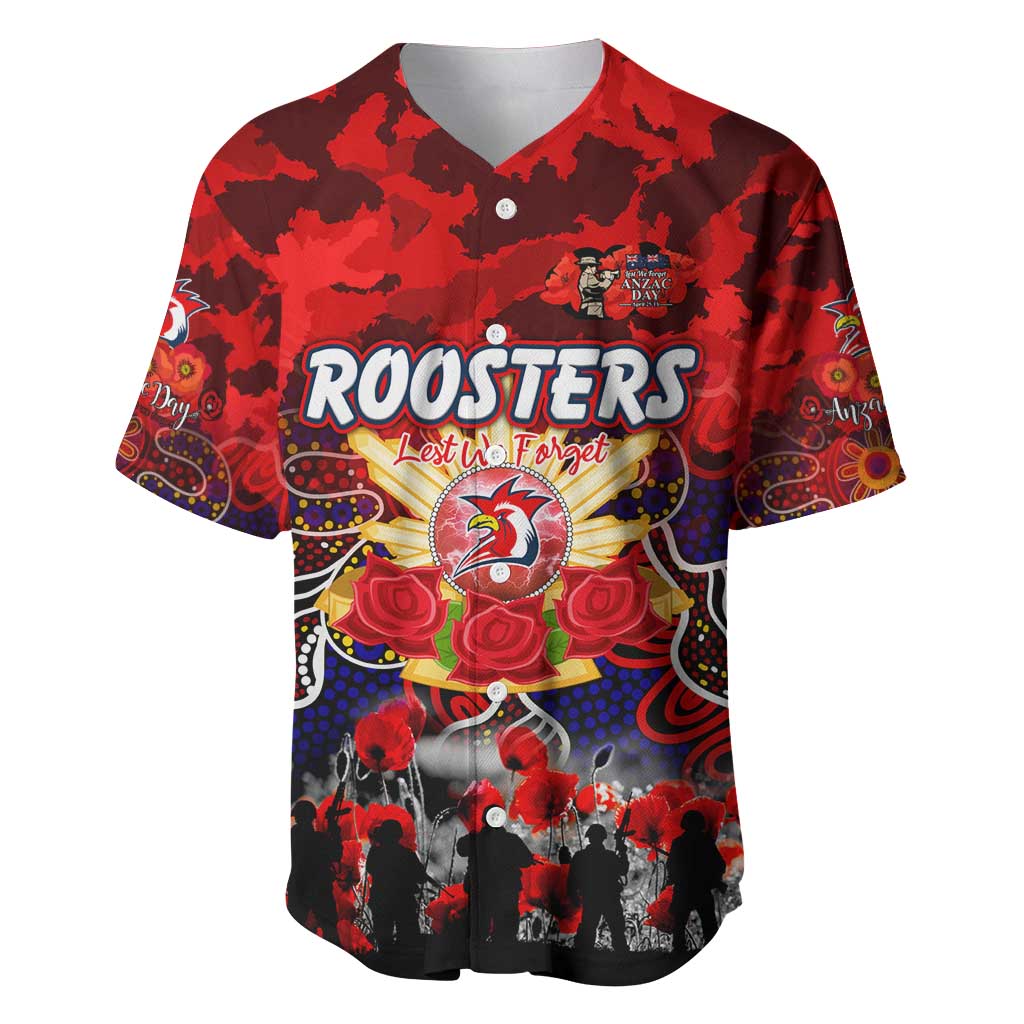 Personalized Roosters ANZAC Day Baseball Jersey Australian Army - Lest We Forget