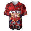 Personalized Roosters ANZAC Day Baseball Jersey Australian Army - Lest We Forget