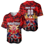 Personalized Roosters ANZAC Day Baseball Jersey Australian Army - Lest We Forget