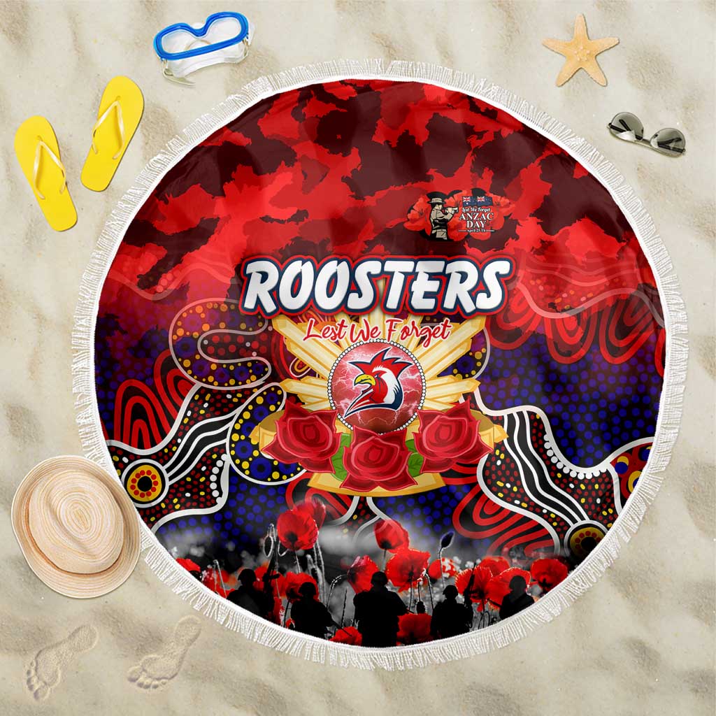 Roosters ANZAC Day Beach Blanket Australian Army - Lest We Forget