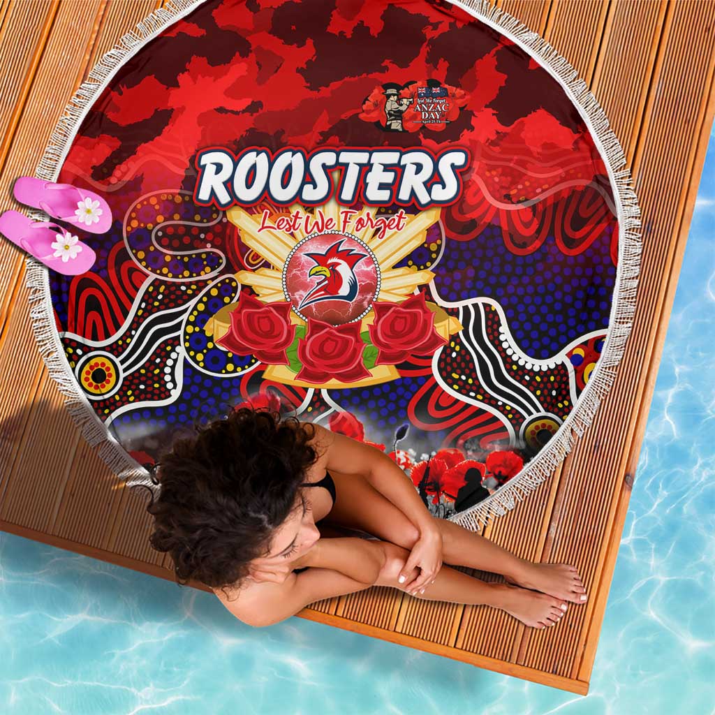 Roosters ANZAC Day Beach Blanket Australian Army - Lest We Forget