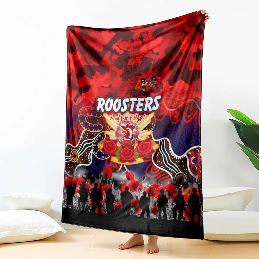 Roosters ANZAC Day Blanket Australian Army - Lest We Forget