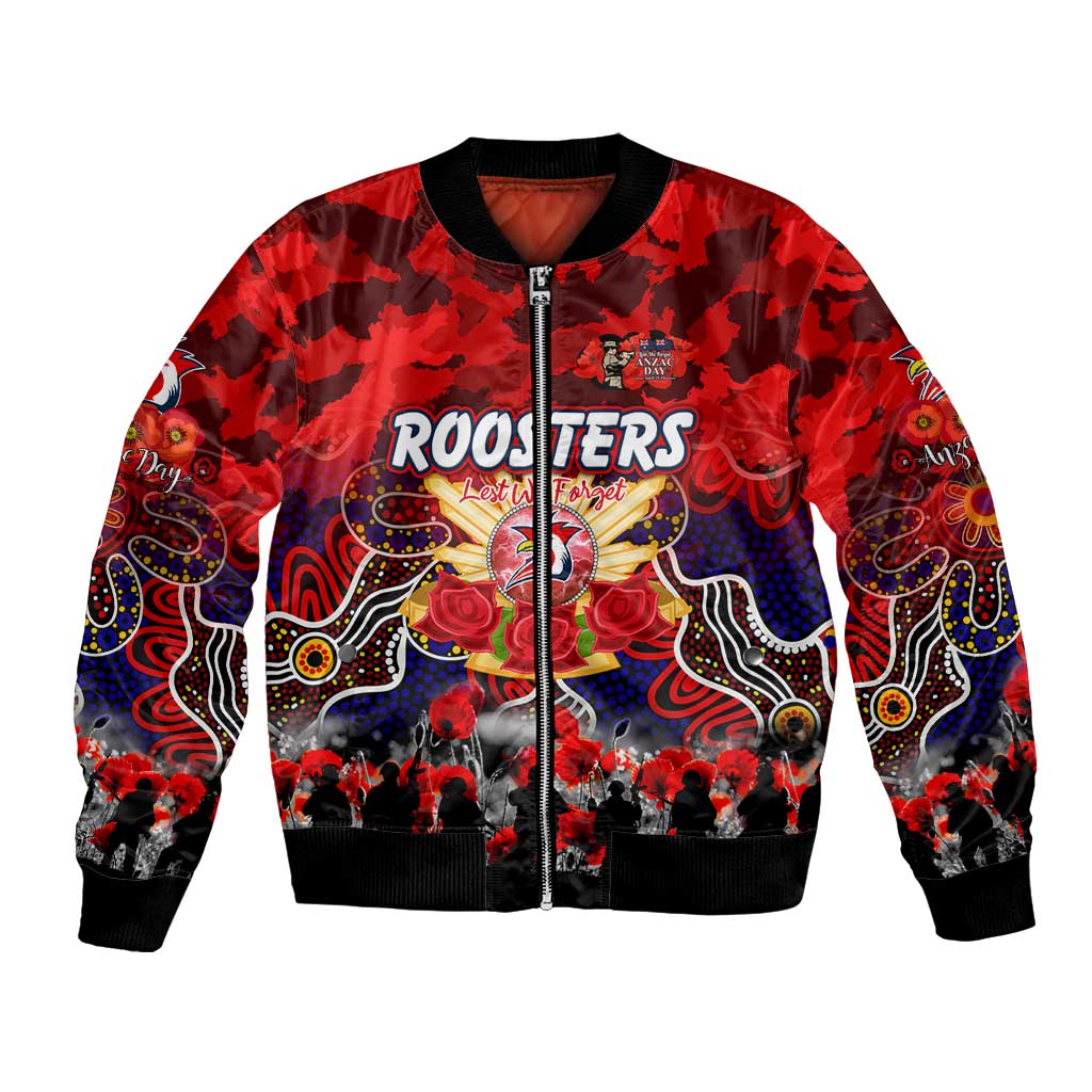 Personalized Roosters ANZAC Day Bomber Jacket Australian Army - Lest We Forget